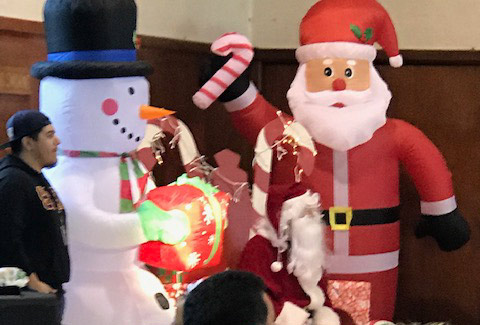 Santa & Snowman at Holiday in the Oaks