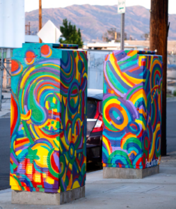 Coldwater Canyon & Raymer bright abstract art boxes